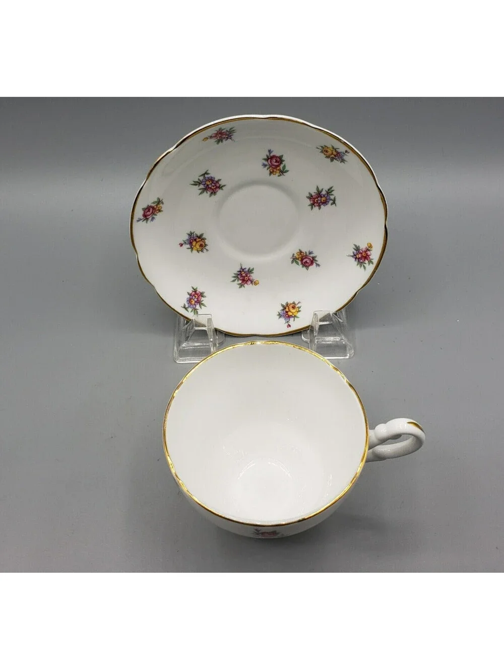Vintage Regency Teacup & Saucer Petite Floral Bouquets Fine Bone China England